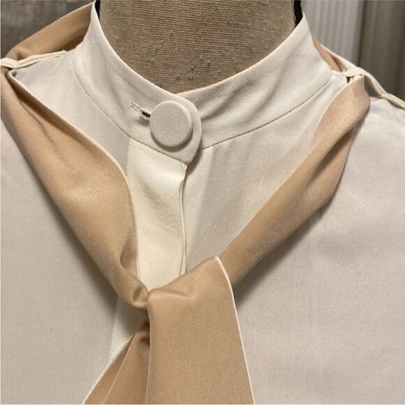 Alexis 100% silk Elegant Cream and whiteWomen's Blouse, L - Picture 4 of 10